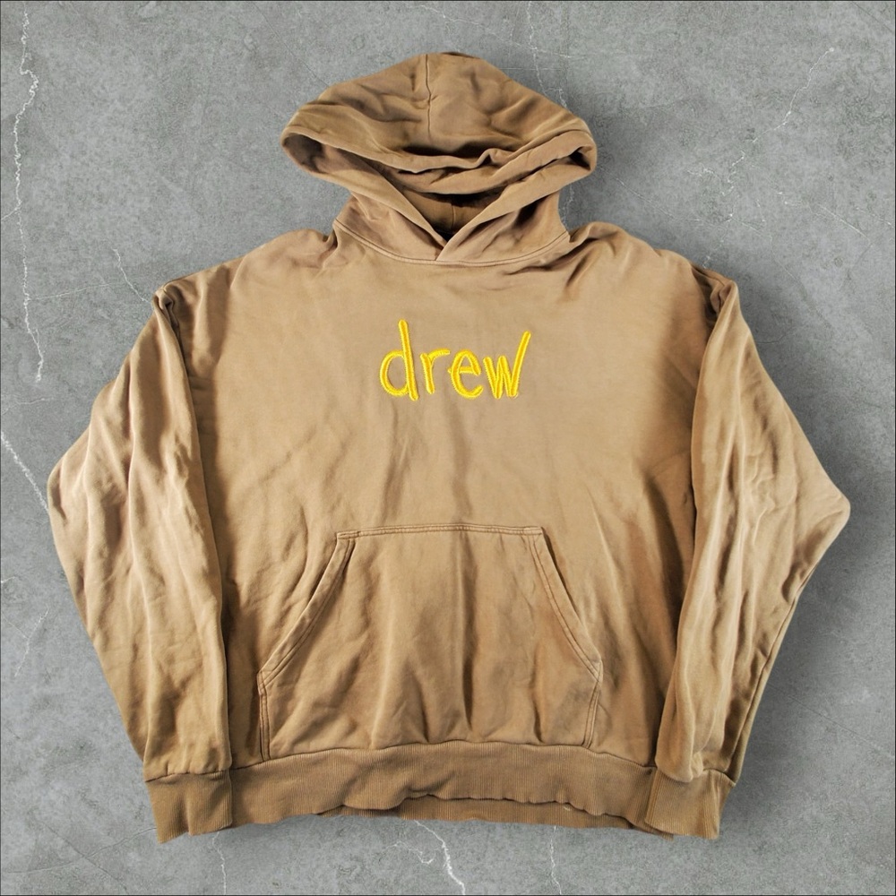 Drew House Hoodie Mens Large Brown‎ Pullover Streetwear Justin Beiber Scribble